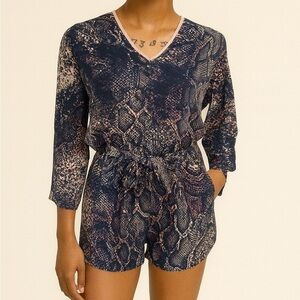 🐍 Collective Concepts Snakeskin Print Romper - Size L 🐍